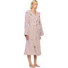 Tekla White & Pink Terry Hooded Bathrobe