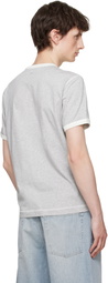 AMI Paris Gray Cotton 'Ami Paris' Knitted Patch T-shirt