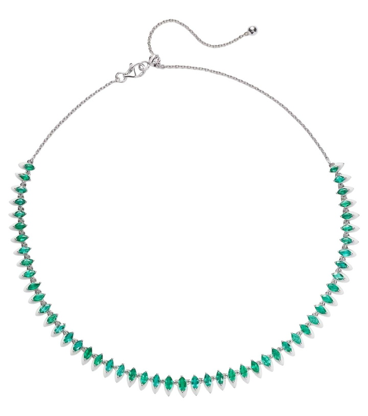 Photo: Kamyen 18kt white gold and enamel choker with emeralds