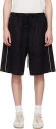 Fear of God ESSENTIALS Black Signature Relaxed Faux-Suede Shorts