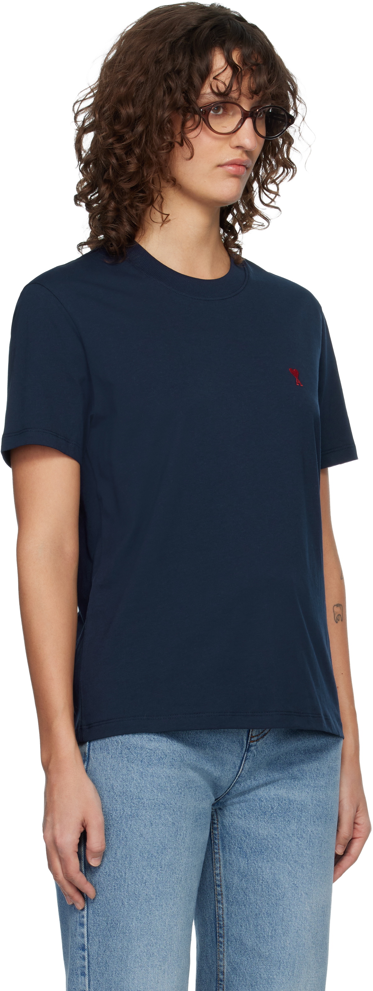 AMI Paris Navy Ami de Coeur T-shirt