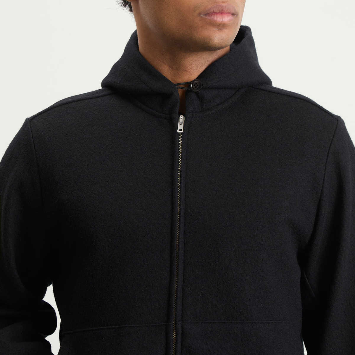 Lady White Co. Men's Wool Zip Hoodie in Black