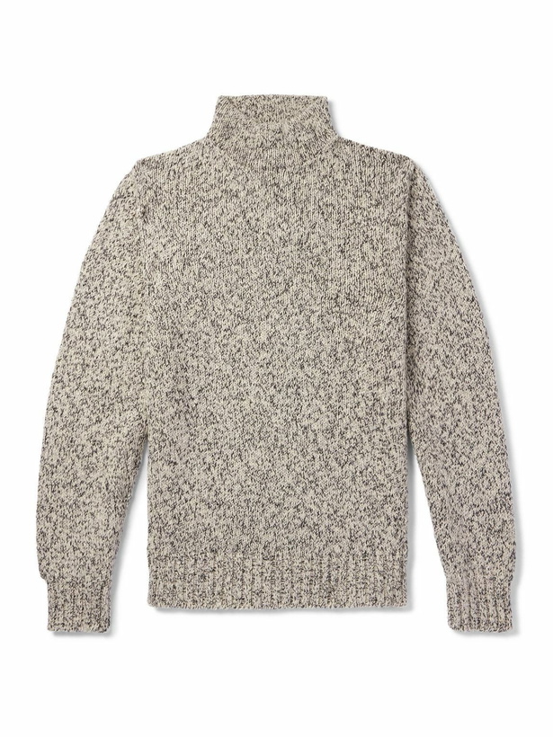 Photo: UMIT BENAN B - Ribbed Cotton and Cashmere-Blend Rollneck Sweater - Brown