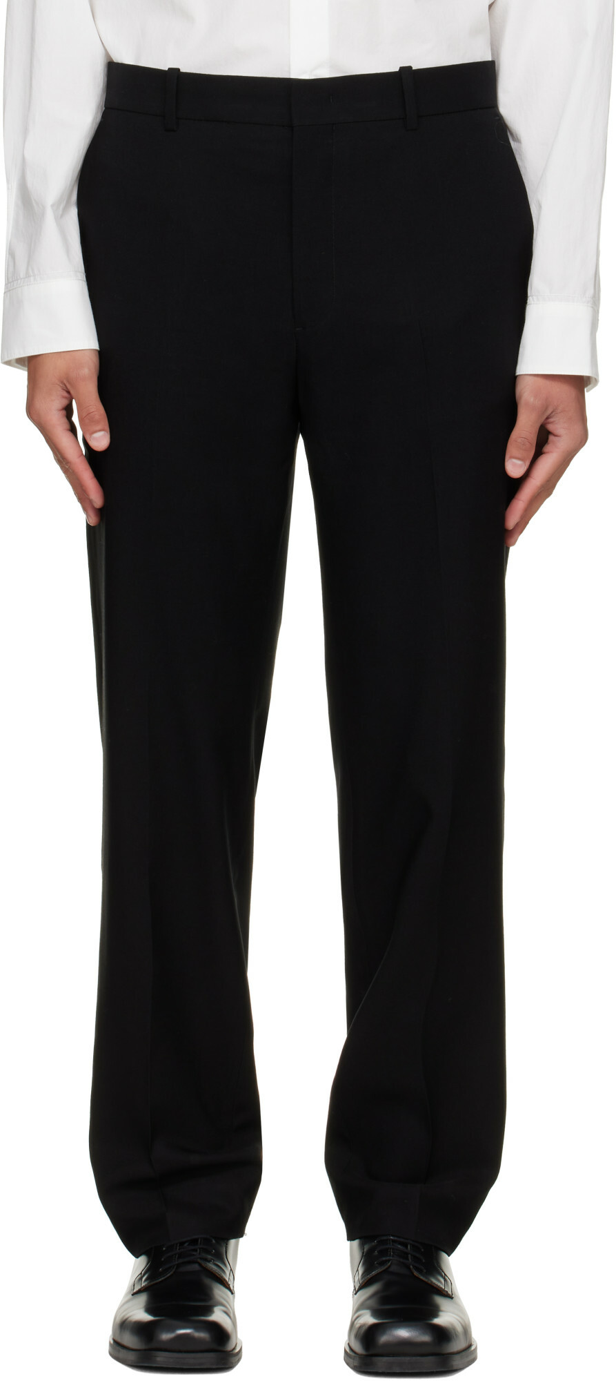 Solid Homme Black Wool Set-Up Trousers