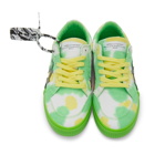 Off-White White and Green Vulcanized Low Sneakers