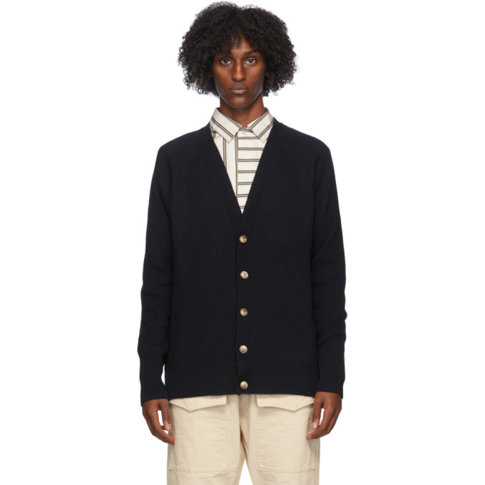 Photo: Barena Navy Virgin Wool Paluelo Cardigan