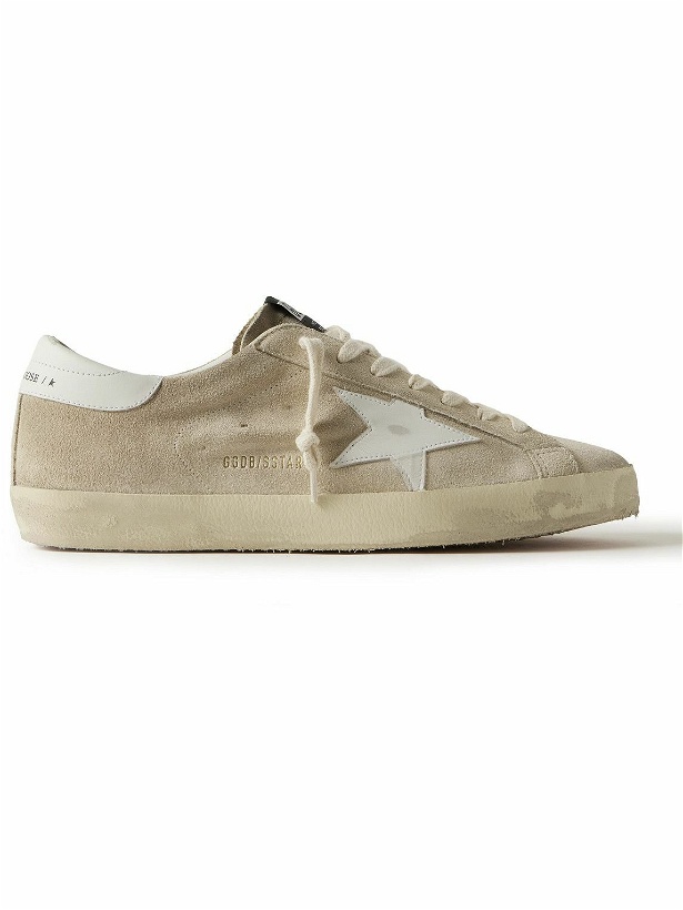 Photo: Golden Goose - Super-Star Distressed Leather-Trimmed Suede Sneakers - Neutrals