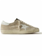 Golden Goose - Super-Star Distressed Leather-Trimmed Suede Sneakers - Neutrals