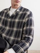 Officine Générale - Eren Camp-Collar Checked Cotton-Blend Shirt - Blue