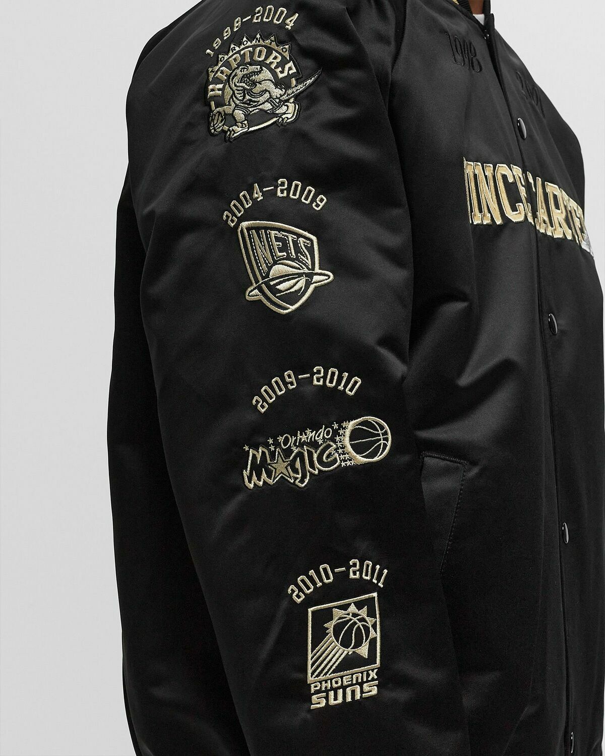 Mitchell & Ness NBA 2024 HOF LW SATIN JACKET MULTI VINCE CARTER Black Mens Bomber Jacket