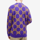 Gucci Men's Jumbo GG Knit Cardigan in Purple/Crop
