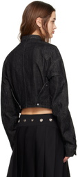 HELIOT EMIL Black Exsiccate Denim Jacket