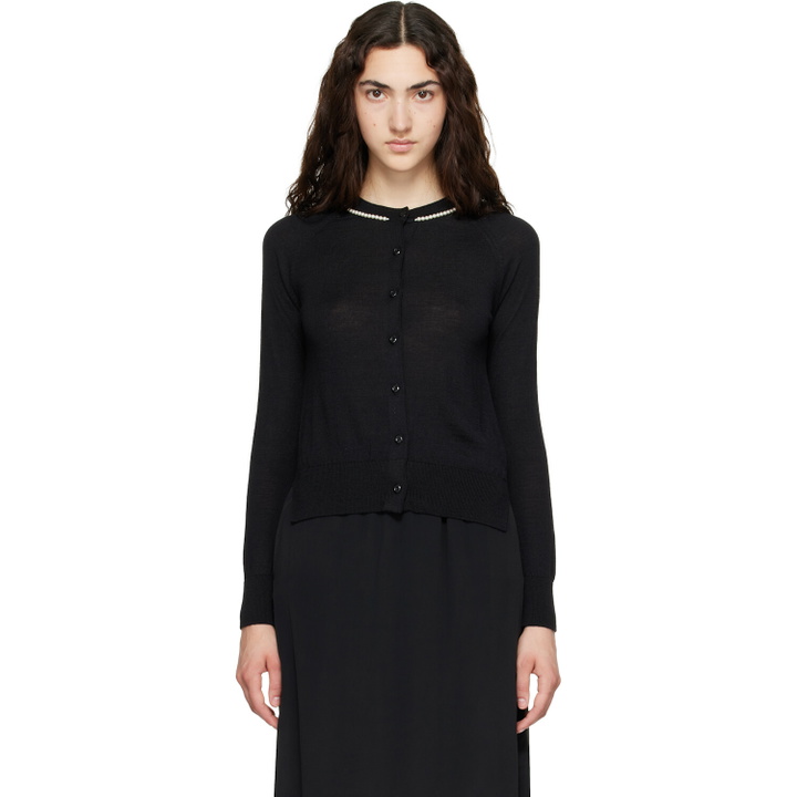 Photo: Simone Rocha Black Classic Merino Silk Cardigan