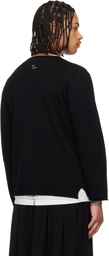 YOHJI YAMAMOTO Black Cotton Cashmere Round Neck PO Knit Sweater