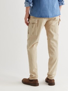 Brunello Cucinelli - Straight-Leg Herringbone Cotton-Blend Cargo Trousers - Neutrals
