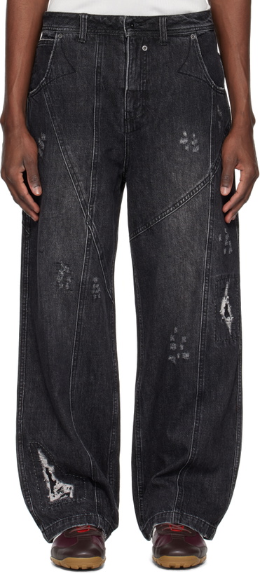 Photo: Professor.E Black Worn-Out Denim Jeans