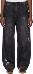 Professor.E Black Worn-Out Denim Jeans