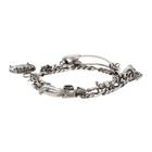 Alexander McQueen Silver Safety Pin and Medallion Chain Bracelet