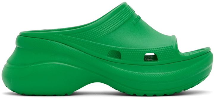 Photo: Balenciaga Green Crocs Edition Pool Slides