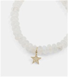 Sydney Evan Star 14kt gold and moonstone beaded bracelet with diamonds