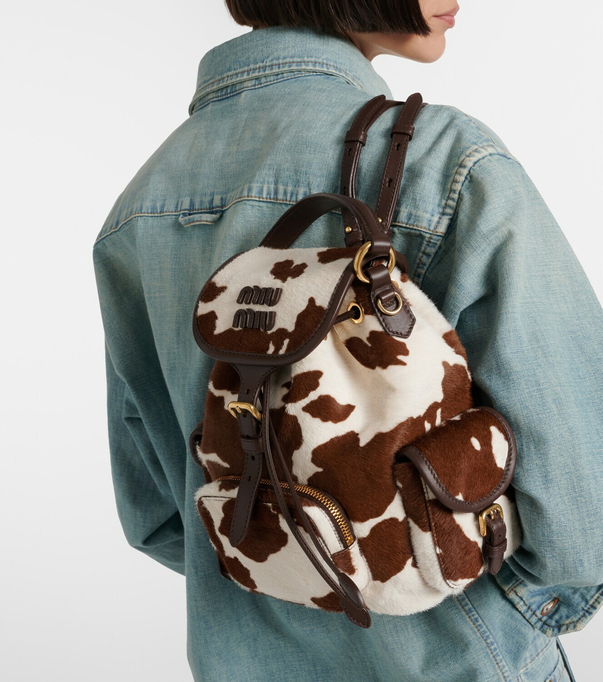 Miu Miu Cow-print calf hair backpack
