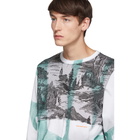 Eckhaus Latta White and Green Warped Yosemite Lapped Long Sleeve T-Shirt