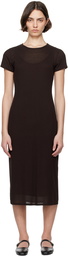 LESET Brown Rozzi Double Layer Tee Midi Dress