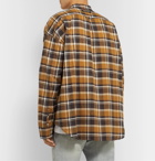 Fear of God - Grandad-Collar Checked Cotton-Flannel Half-Placket Shirt - Brown
