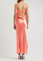 Bec & Bridge Moon Dance Strapless Satin Maxi Dress Coral
