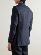 Richard James - Hyde Double-Breasted Linen Suit Jacket - Blue