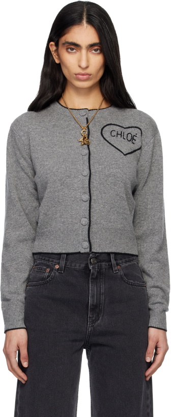 Photo: Chloé Gray Fitted Logo Cardigan