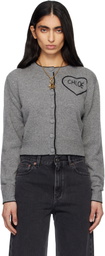 Chloé Gray Fitted Logo Cardigan