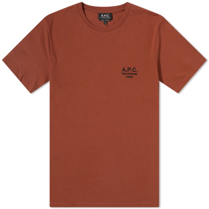 Photo: A.P.C. Men's Raymond Embroidered Logo T-Shirt in Whisky