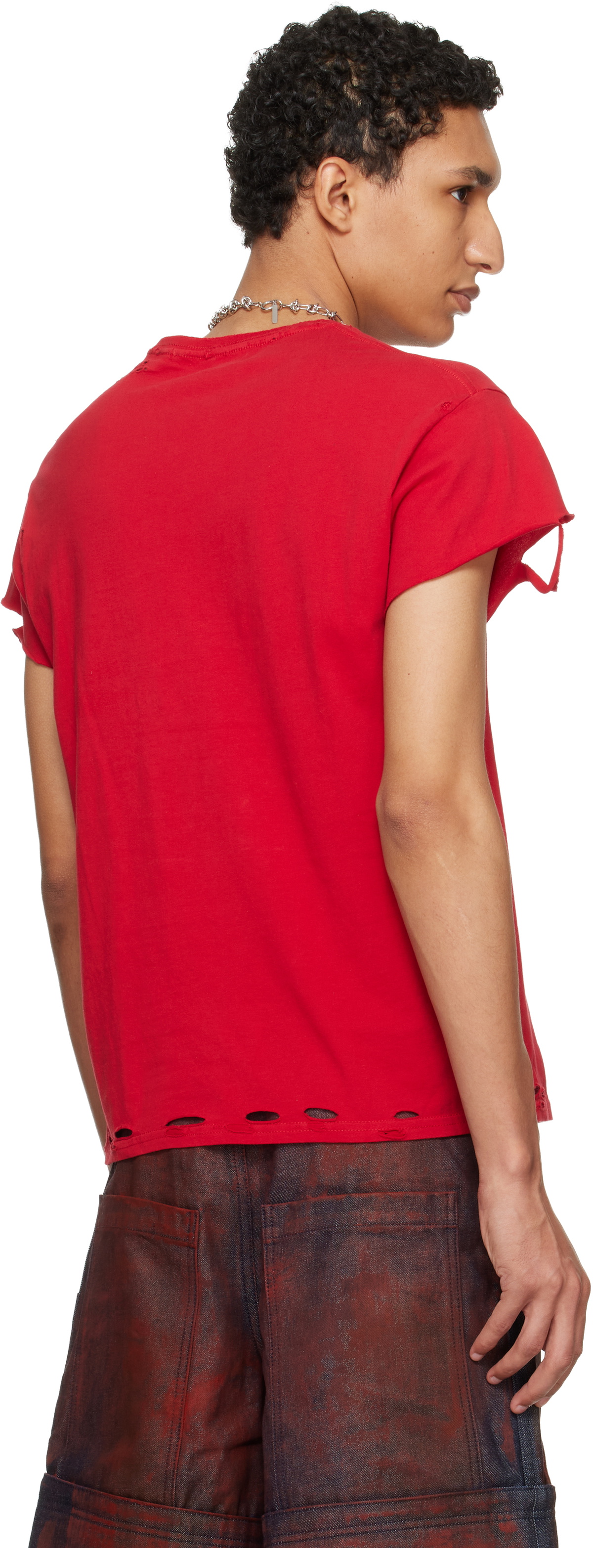 HYACYN Red EET Distressed Gloves T-shirt
