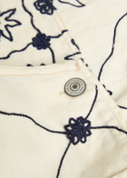 Free People Rising Sun Embroidered Denim Overalls White