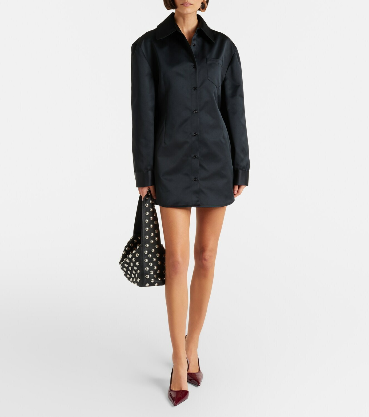 The Frankie Shop Akita satin shirt dress