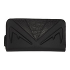 Fendi Black Bag Bugs Zip Around Continental Wallet