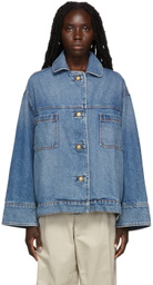 B Sides Blue Denim Stadium Jacket