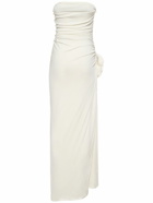 MAGDA BUTRYM Draped Jersey Long Dress with roses