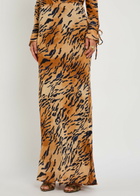 Never Fully Dressed Dorris Tiger-print Chiffon Maxi Skirt Brown