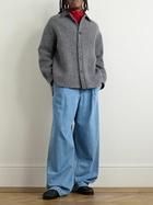 LOEWE - Leather-Trimmed Double-Faced Wool-Blend Bouclé Overshirt - Gray