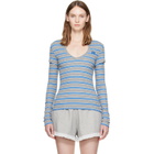 GANNI Gray & Blue Stripe Long-Sleeve T-shirt