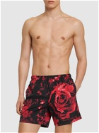 ALEXANDER MCQUEEN Wax Floral Print Nylon Swim Shorts