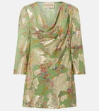 Valentino Draped fil coupé silk-blend lamé minidress