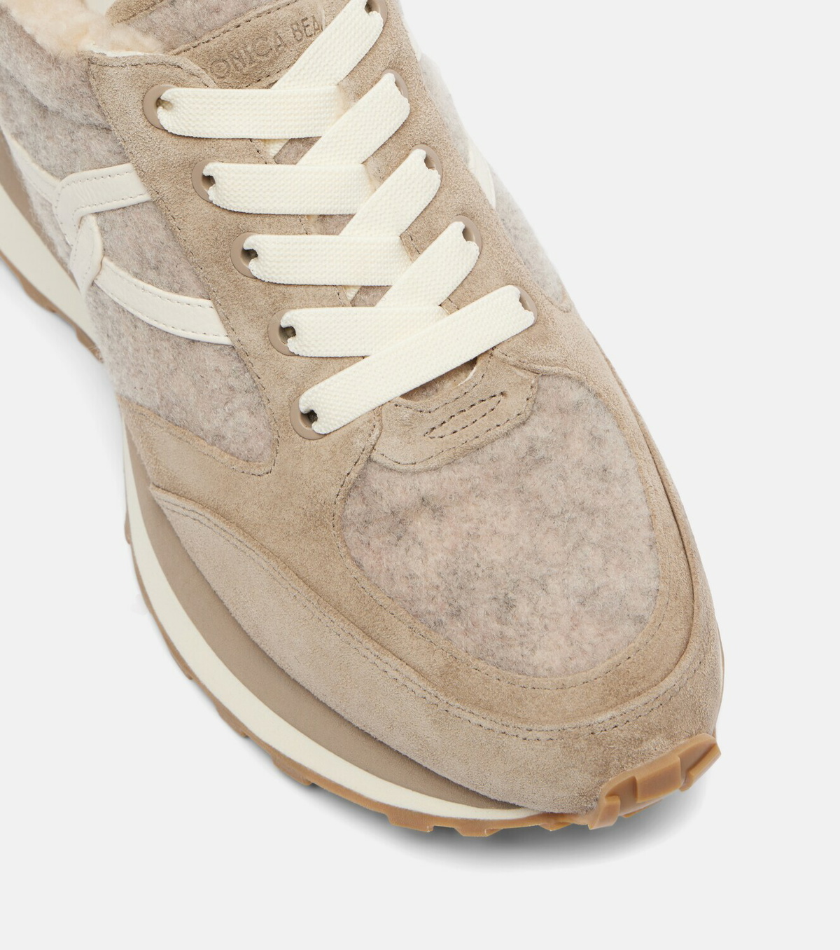 Veronica Beard Valentina suede-trimmed leather sneakers