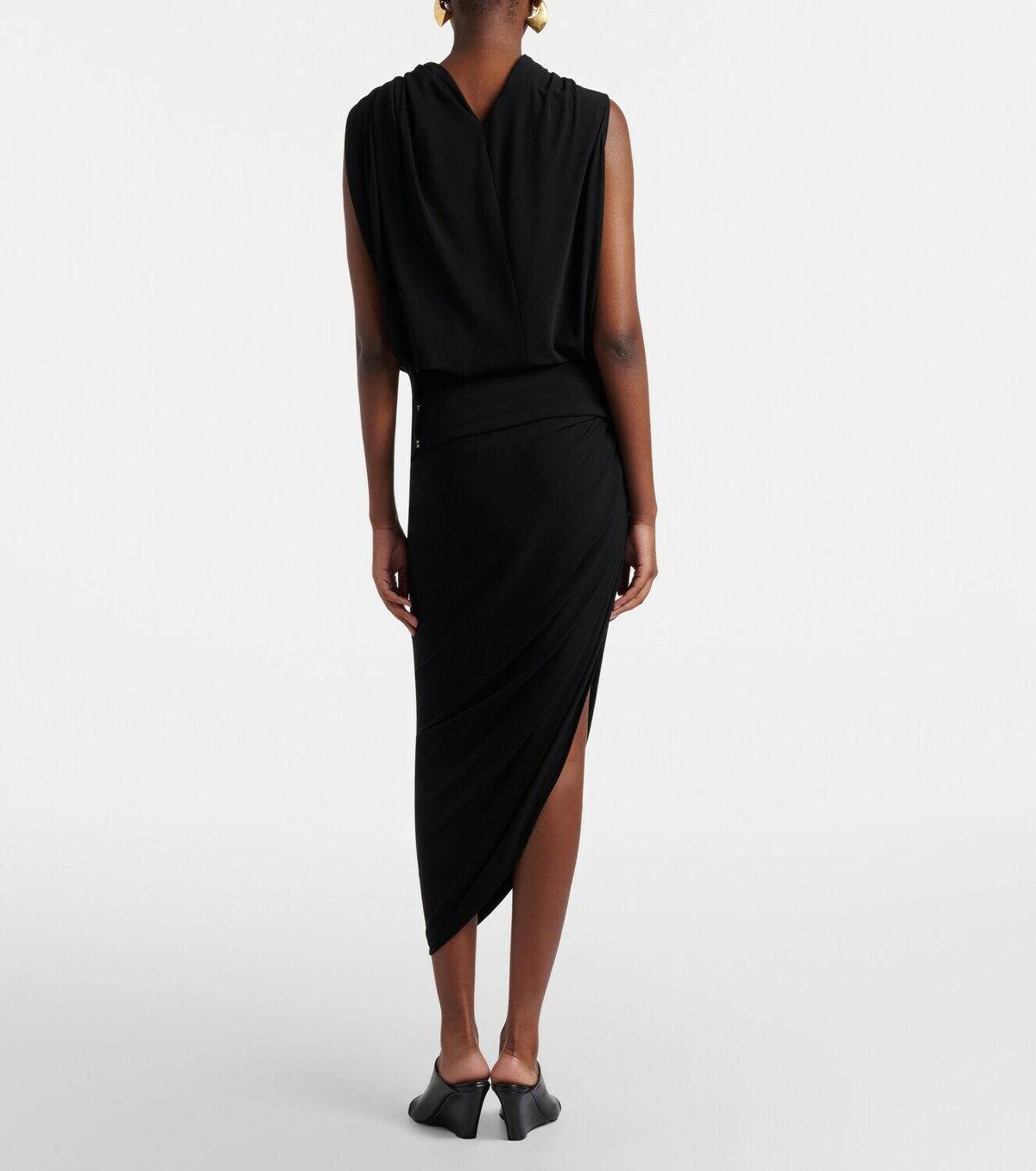 Sportmax Draped asymmetric crêpe midi skirt