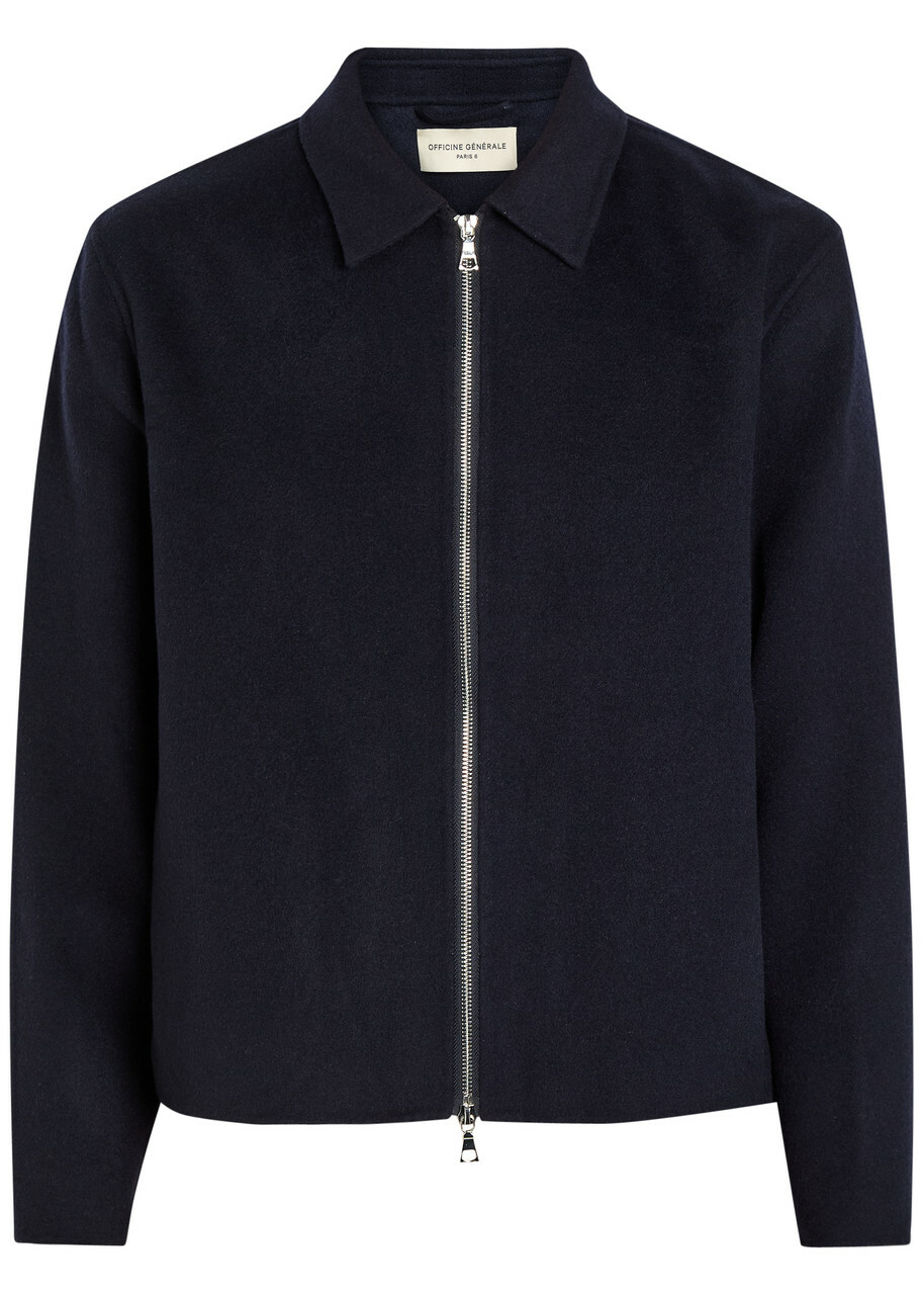 Officine Générale Mazir Wool Bomber Jacket Navy