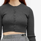 Auralee Women's Wool Rib Short Cardigan in Top Charcoal