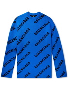 Balenciaga - Oversized Logo-Jacquard Wool-Blend Sweater - Blue