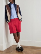 Valentino Garavani - Straight-Leg Pleated Linen Bermuda Shorts - Red